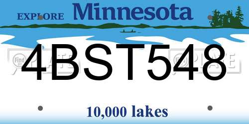 4BST548 Minnesota License Plate