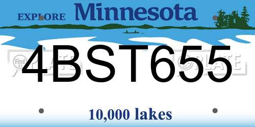 4BST655 Minnesota License Plate