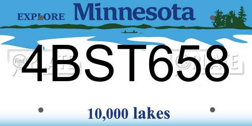 4BST658 Minnesota License Plate