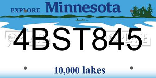 4BST845 Minnesota License Plate