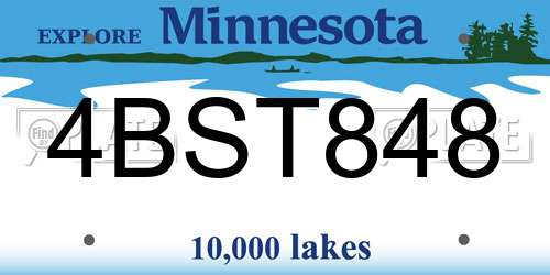 4BST848 Minnesota License Plate