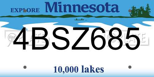 4BSZ685 Minnesota License Plate