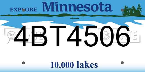 4BT4506 Minnesota License Plate