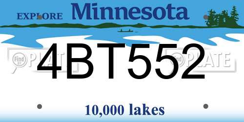 4BT552 Minnesota License Plate