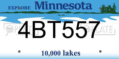 4BT557 Minnesota License Plate