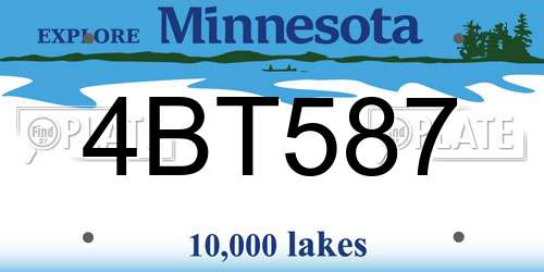 4BT587 Minnesota License Plate