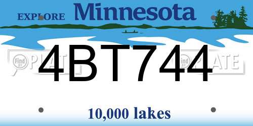4BT744 Minnesota License Plate