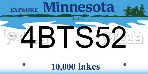 4BTS52 Minnesota License Plate