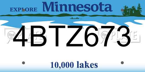 4BTZ673 Minnesota License Plate