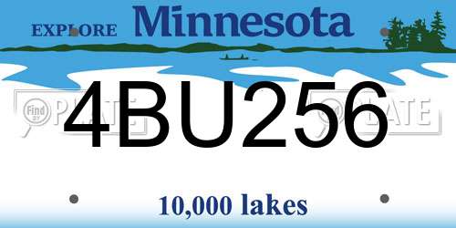 4BU256 Minnesota License Plate
