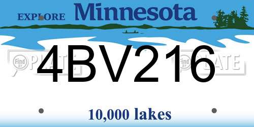 4BV216 Minnesota License Plate