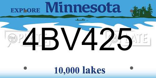4BV425 Minnesota License Plate
