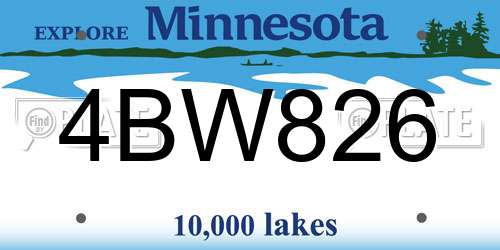 4BW826 Minnesota License Plate