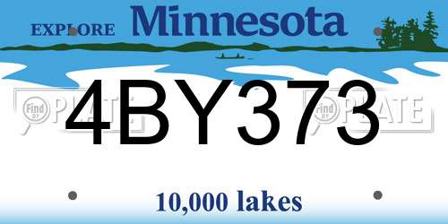 4BY373 Minnesota License Plate