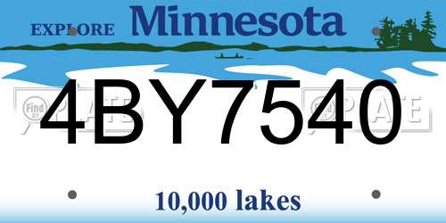4BY7540 Minnesota License Plate
