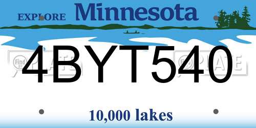 4BYT540 Minnesota License Plate