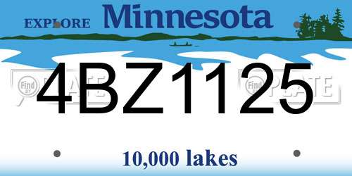 4BZ1125 Minnesota License Plate