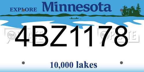 4BZ1178 Minnesota License Plate