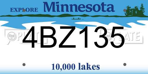 4BZ135 Minnesota License Plate
