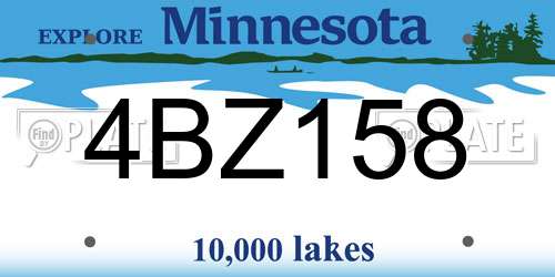 4BZ158 Minnesota License Plate