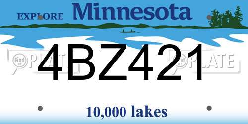 4BZ421 Minnesota License Plate