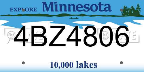4BZ4806 Minnesota License Plate
