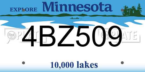 4BZ509 Minnesota License Plate