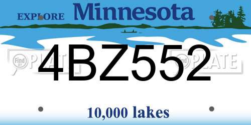 4BZ552 Minnesota License Plate