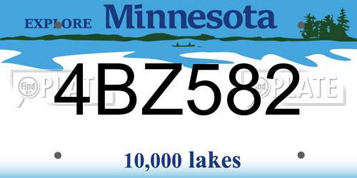 4BZ582 Minnesota License Plate