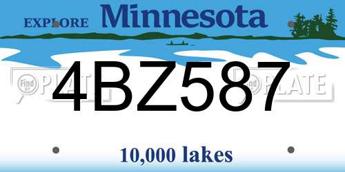 4BZ587 Minnesota License Plate