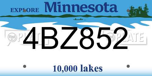 4BZ852 Minnesota License Plate