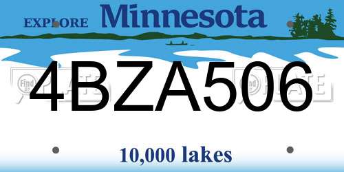 4BZA506 Minnesota License Plate