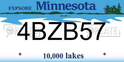 4BZB57 Minnesota License Plate