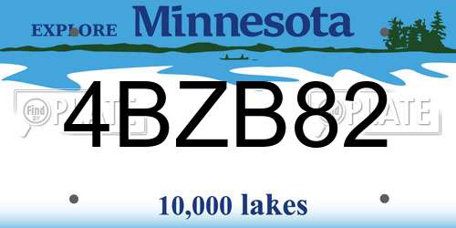 4BZB82 Minnesota License Plate