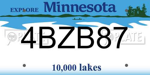 4BZB87 Minnesota License Plate
