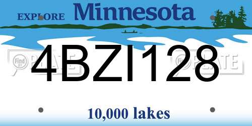 4BZI128 Minnesota License Plate
