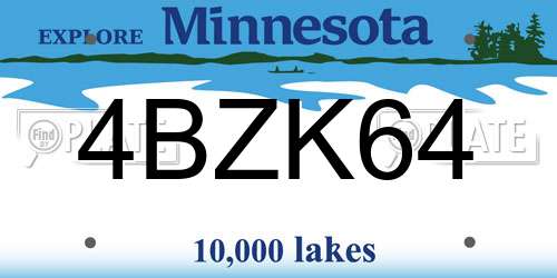 4BZK64 Minnesota License Plate