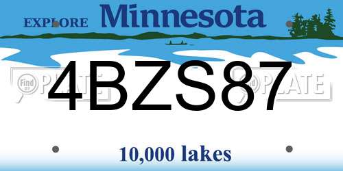 4BZS87 Minnesota License Plate
