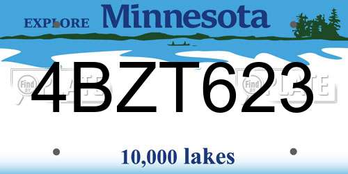 4BZT623 Minnesota License Plate