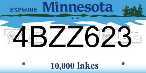 4BZZ623 Minnesota License Plate