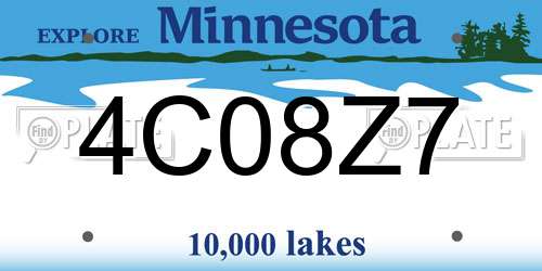 4C08Z7 Minnesota License Plate