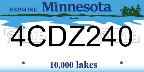 4CDZ240 Minnesota License Plate