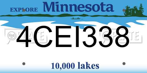 4CEI338 Minnesota License Plate
