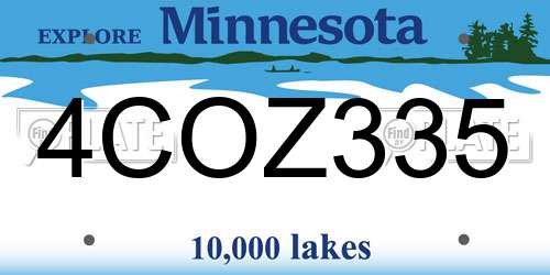 4COZ335 Minnesota License Plate