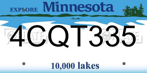 4CQT335 Minnesota License Plate