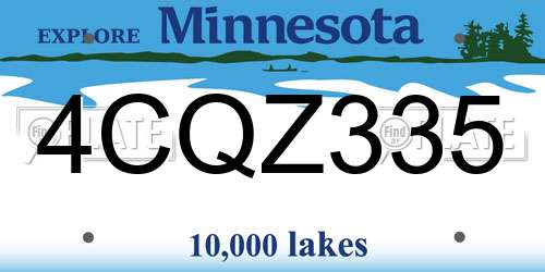 4CQZ335 Minnesota License Plate