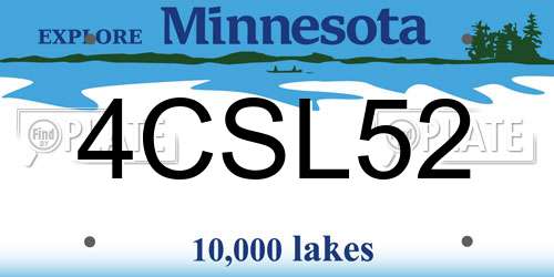 4CSL52 Minnesota License Plate