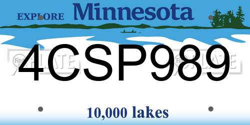 4CSP989 Minnesota License Plate