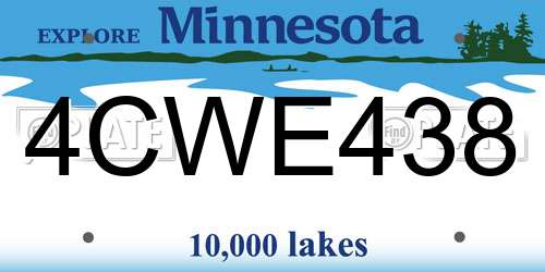 4CWE438 Minnesota License Plate