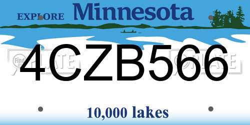 4CZB566 Minnesota License Plate